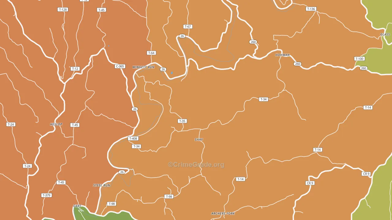 Shay, OH Map of Vandalism Rates