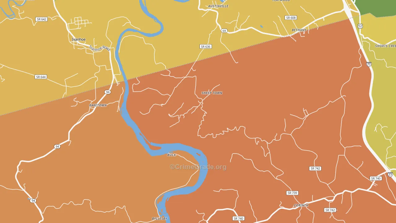 Sheep Town, VA Map of Vandalism Rates