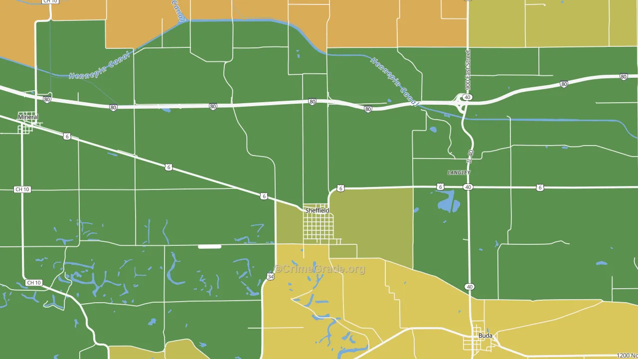 Sheffield, IL Map of Vandalism Rates