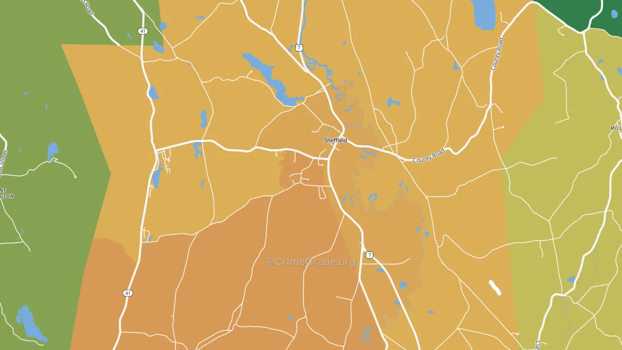 Sheffield, MA Map of Vandalism Rates