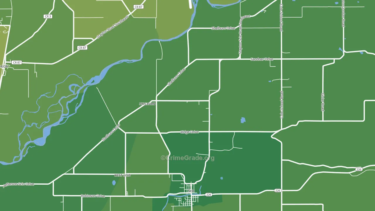 Shelburn, OR Map of Vandalism Rates
