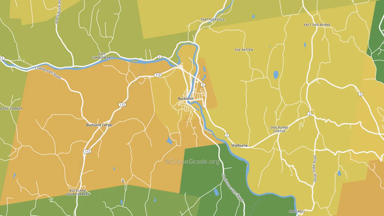 Shelburne Falls, MA Map of Vandalism Rates