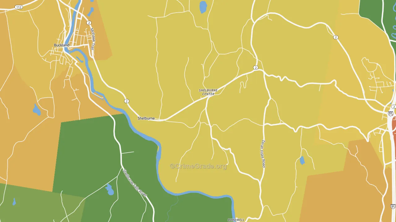 Shelburne, MA Map of Vandalism Rates