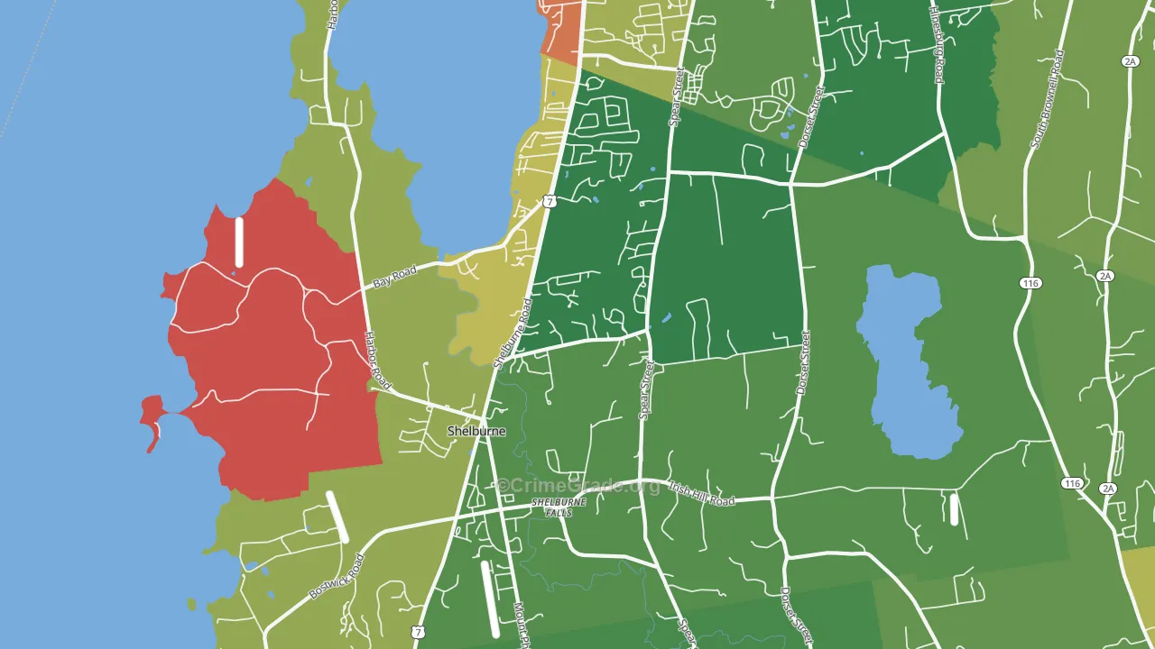 Shelburne, VT Map of Vandalism Rates