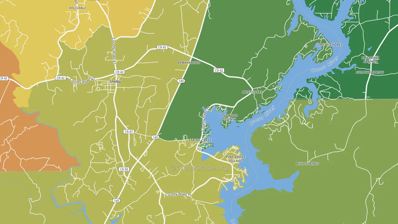 Shelby, AL Map of Vandalism Rates
