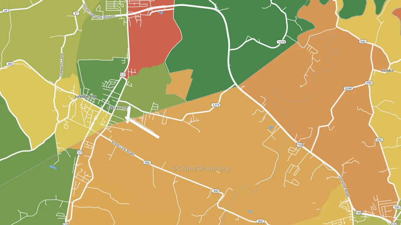 Shelby City, KY Map of Vandalism Rates