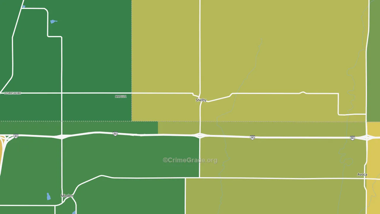 Shelby, IA Map of Vandalism Rates