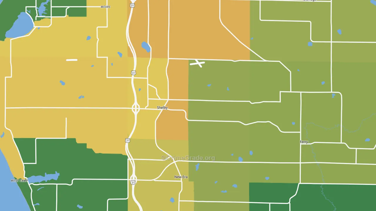 Shelby, MI Map of Vandalism Rates