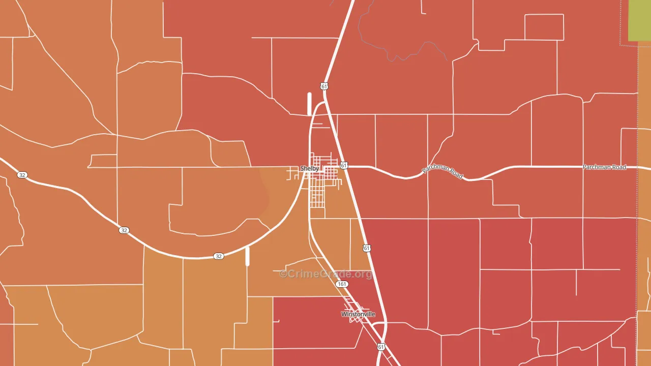 Shelby, MS Map of Vandalism Rates
