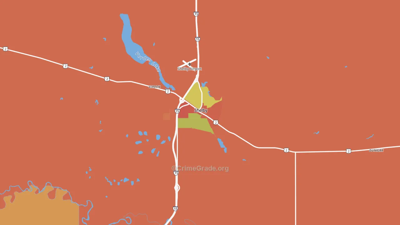 Shelby, MT Map of Vandalism Rates