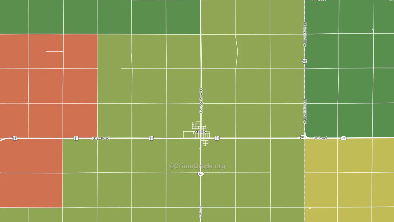 Shelby, NE Map of Vandalism Rates