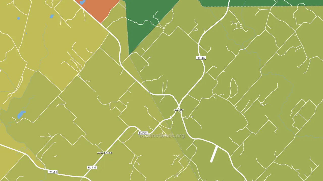 Shelby, TX Map of Vandalism Rates