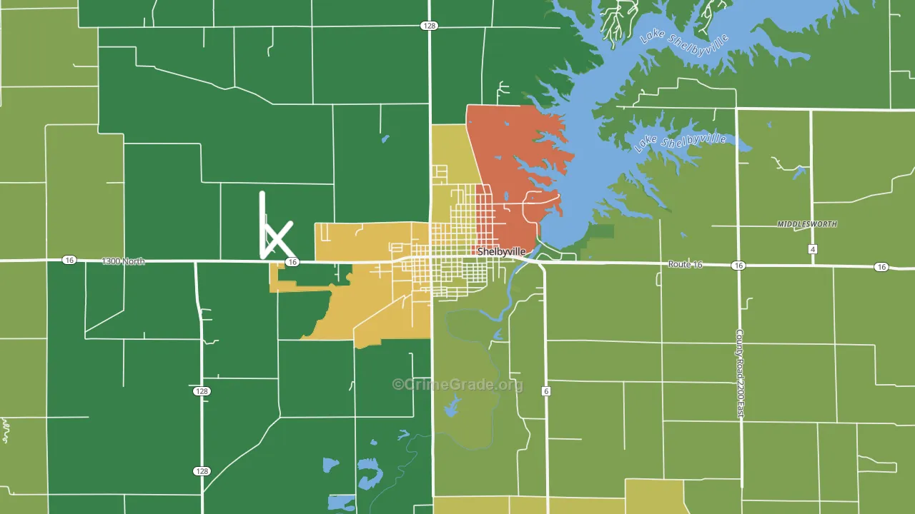 Shelbyville, IL Map of Vandalism Rates