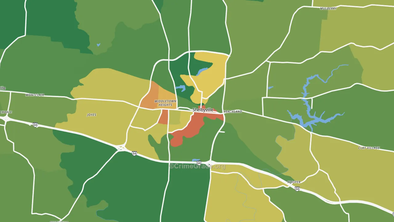 Shelbyville, KY Map of Vandalism Rates