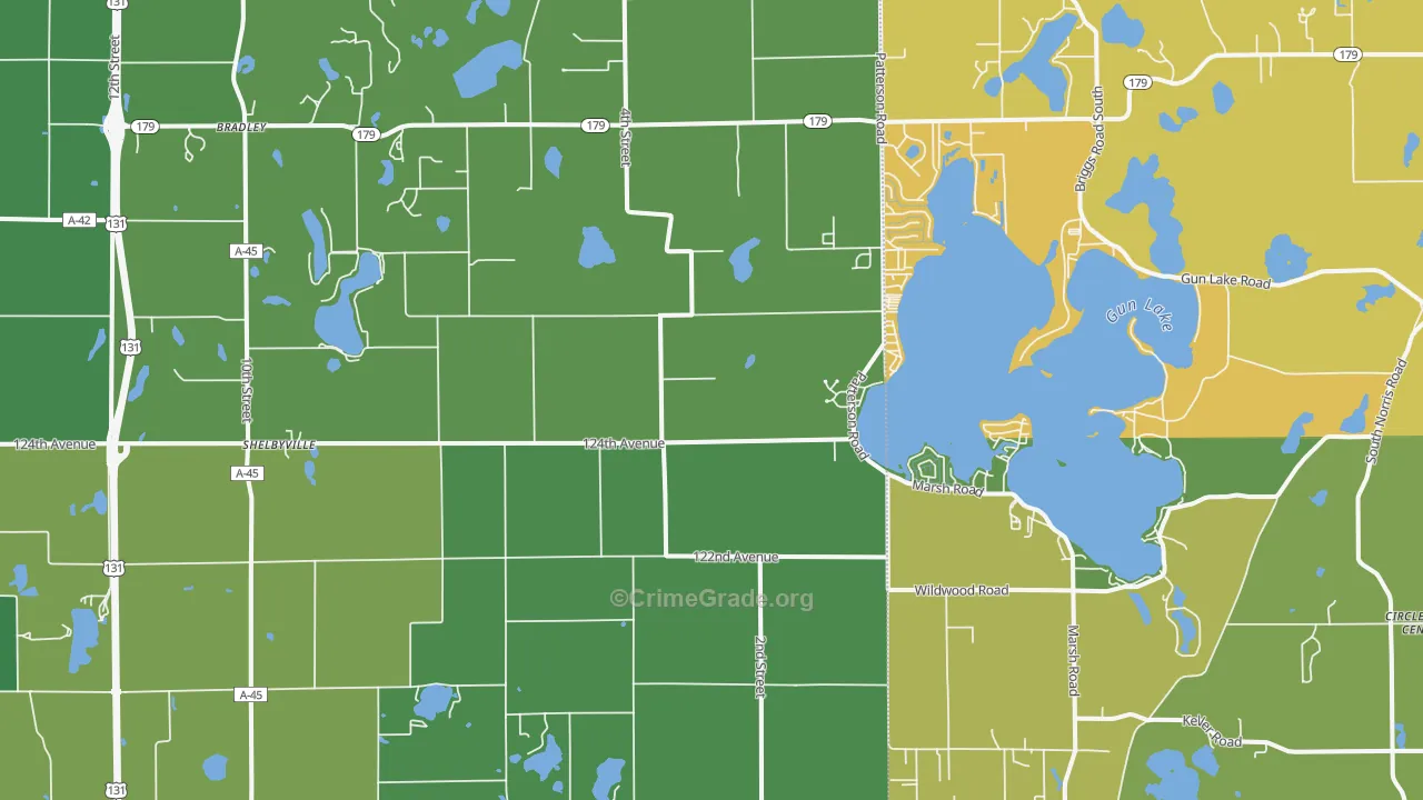 Shelbyville, MI Map of Vandalism Rates