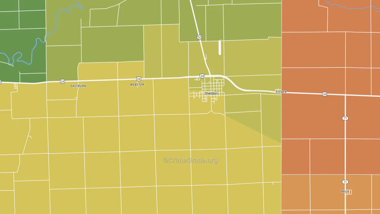 Sheldon, IL Map of Vandalism Rates