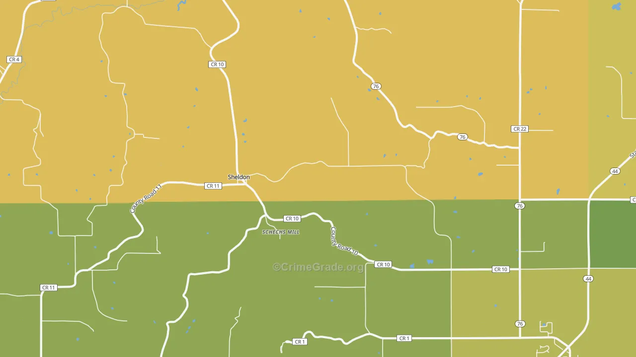 Sheldon, MN Map of Vandalism Rates