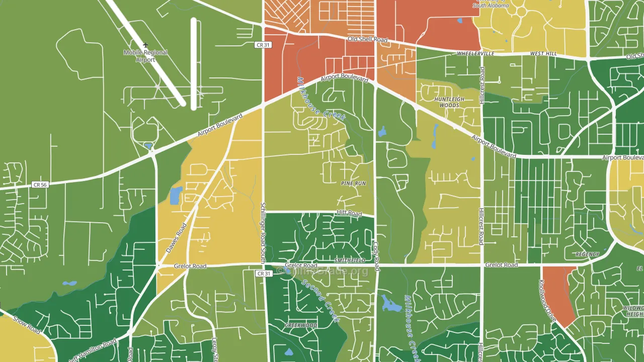 Sheldon, Mobile, AL Map of Vandalism Rates