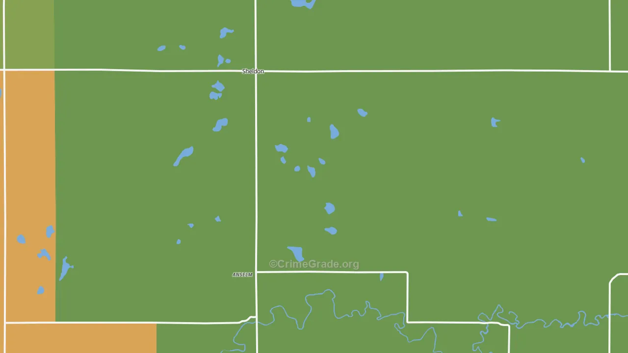 Sheldon, ND Map of Vandalism Rates