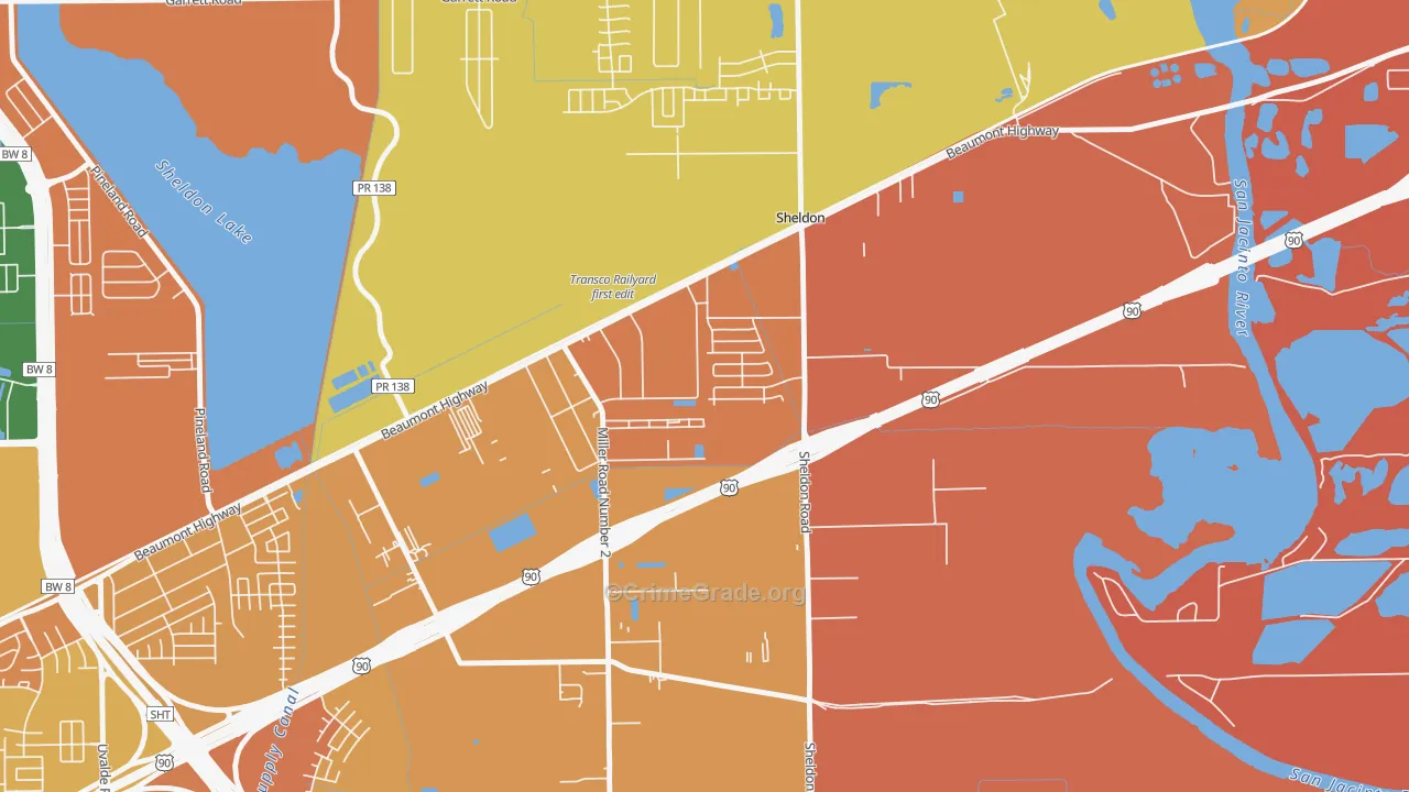 Sheldon, TX Map of Vandalism Rates