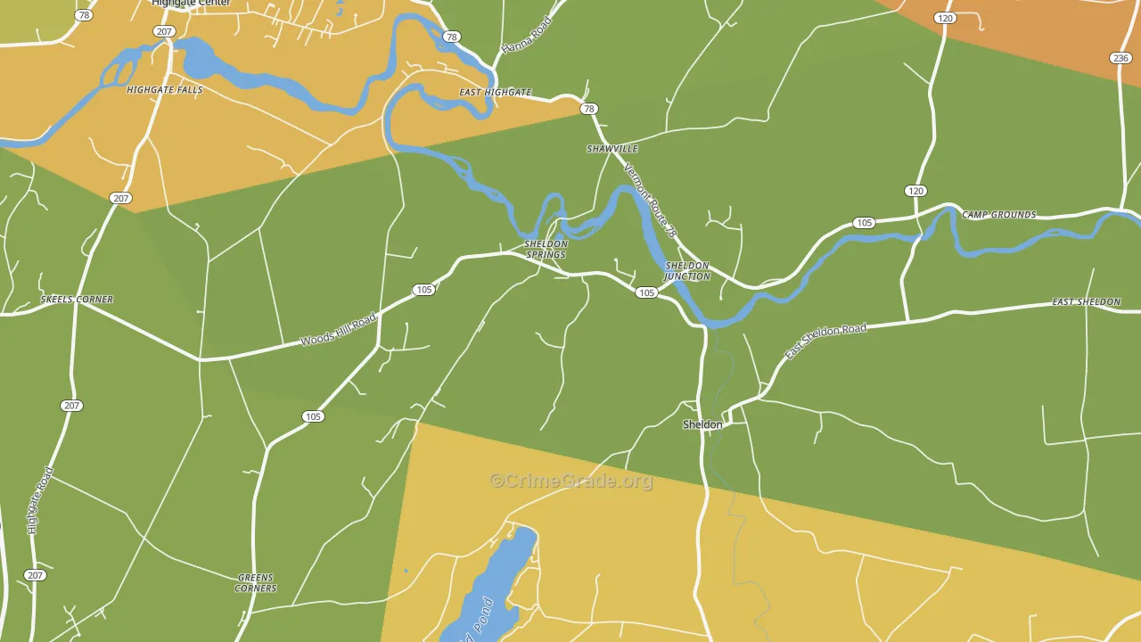 Sheldon, VT Map of Vandalism Rates