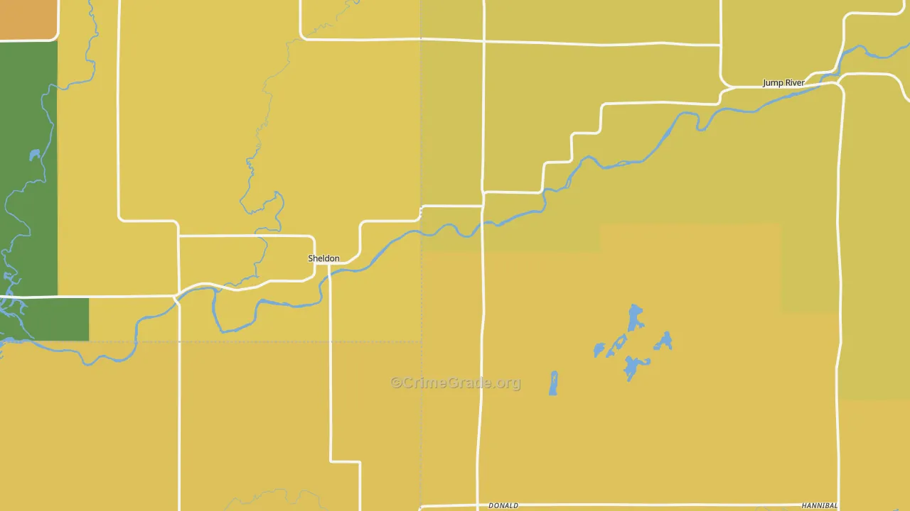 Sheldon, WI Map of Vandalism Rates