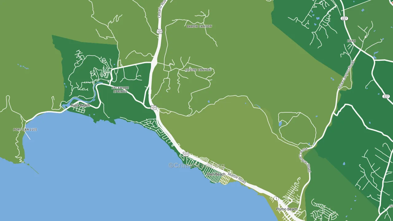 Shell Beach, CA Map of Vandalism Rates