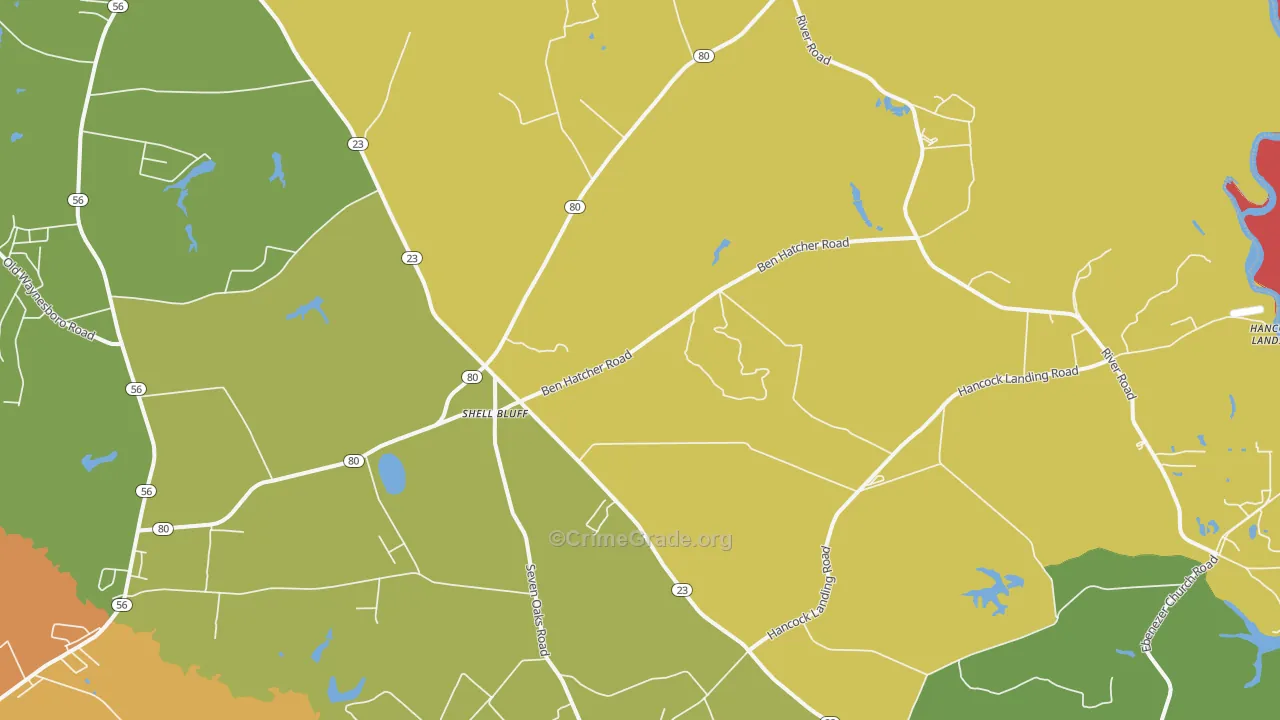 Shell Bluff, GA Map of Vandalism Rates