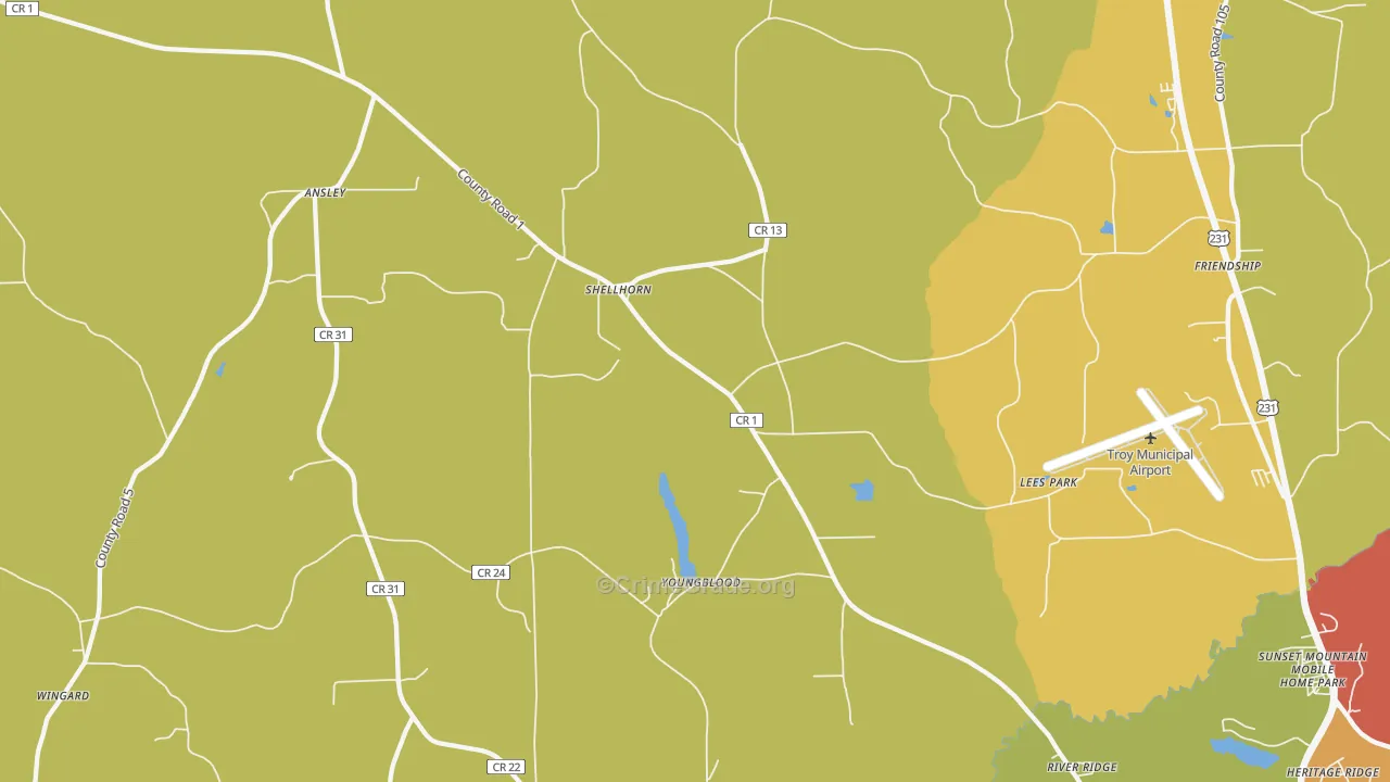 Shellhorn, AL Map of Vandalism Rates