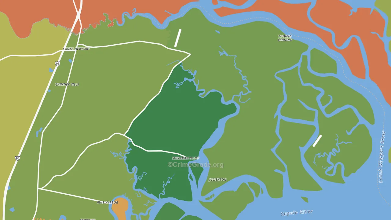 Shellman Bluff, GA Map of Vandalism Rates