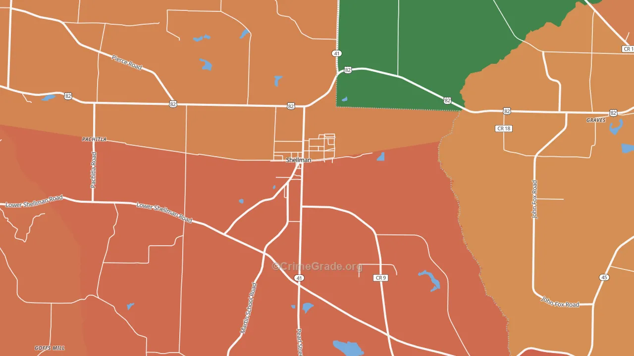 Shellman, GA Map of Vandalism Rates