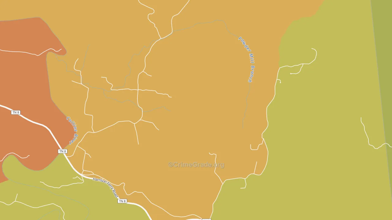Shellsford, TN Map of Vandalism Rates