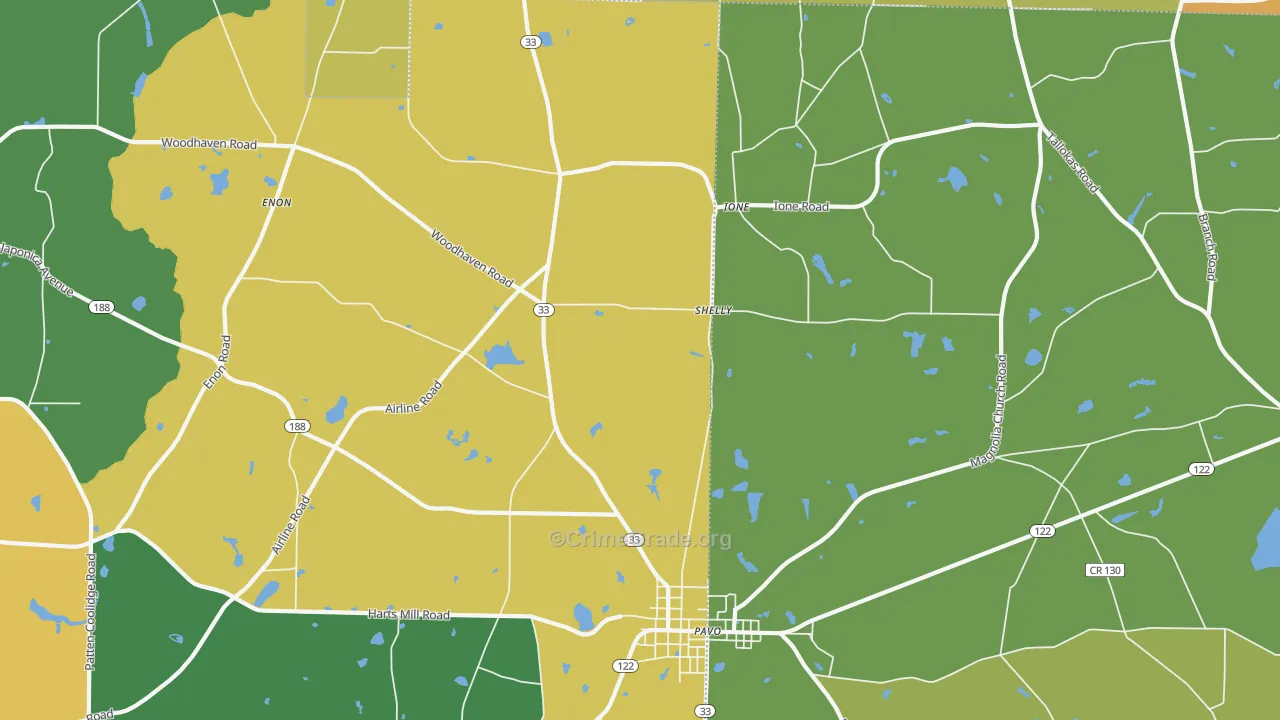 Shelly, GA Map of Vandalism Rates