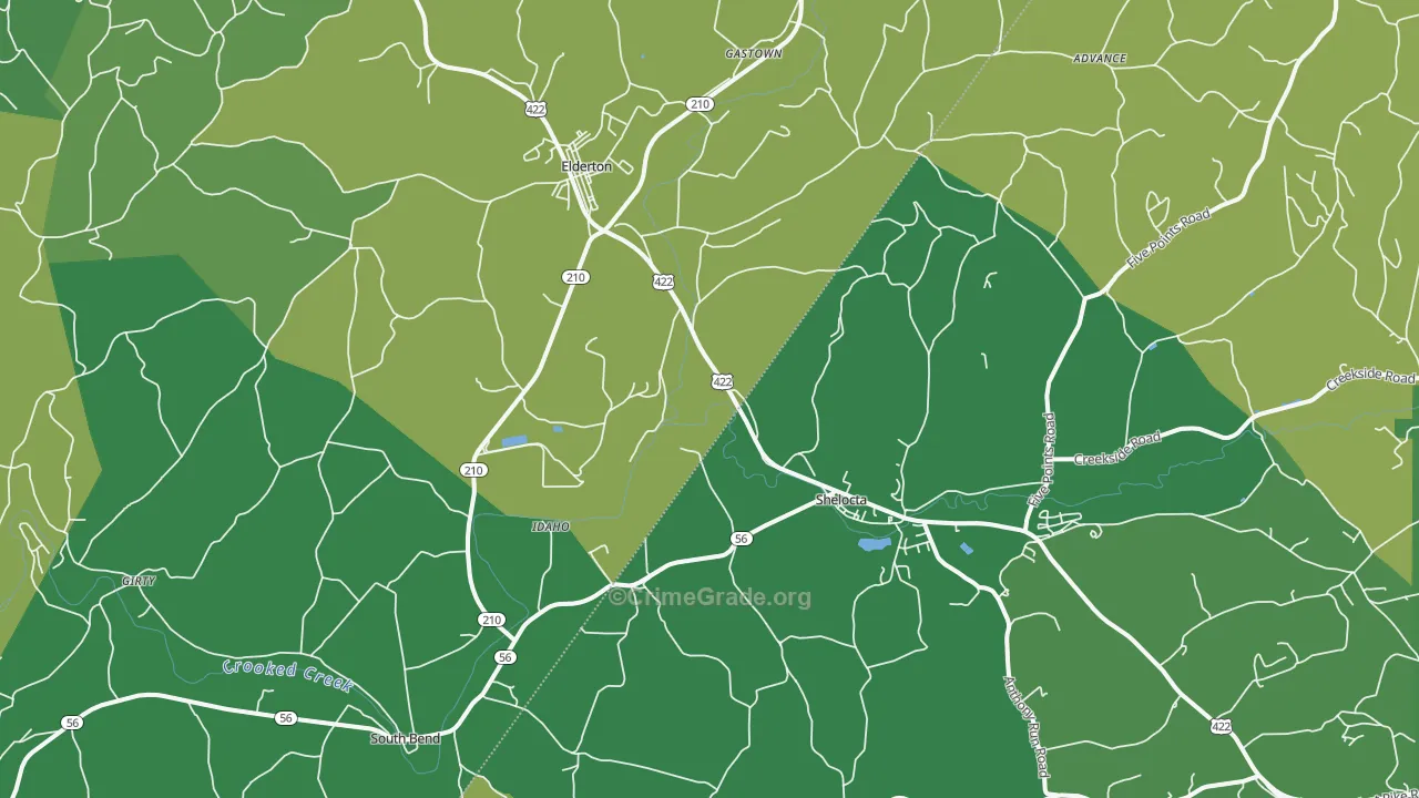 Shelocta, PA Map of Vandalism Rates