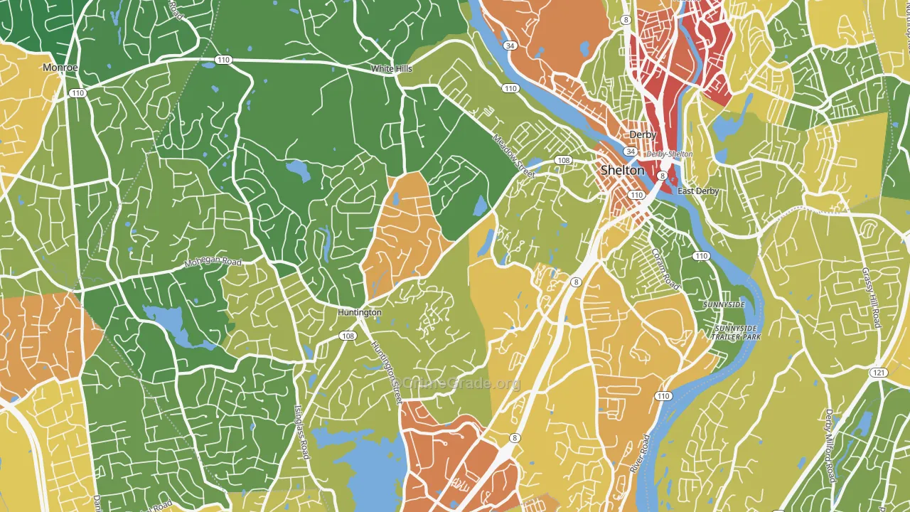 Shelton, CT Map of Vandalism Rates