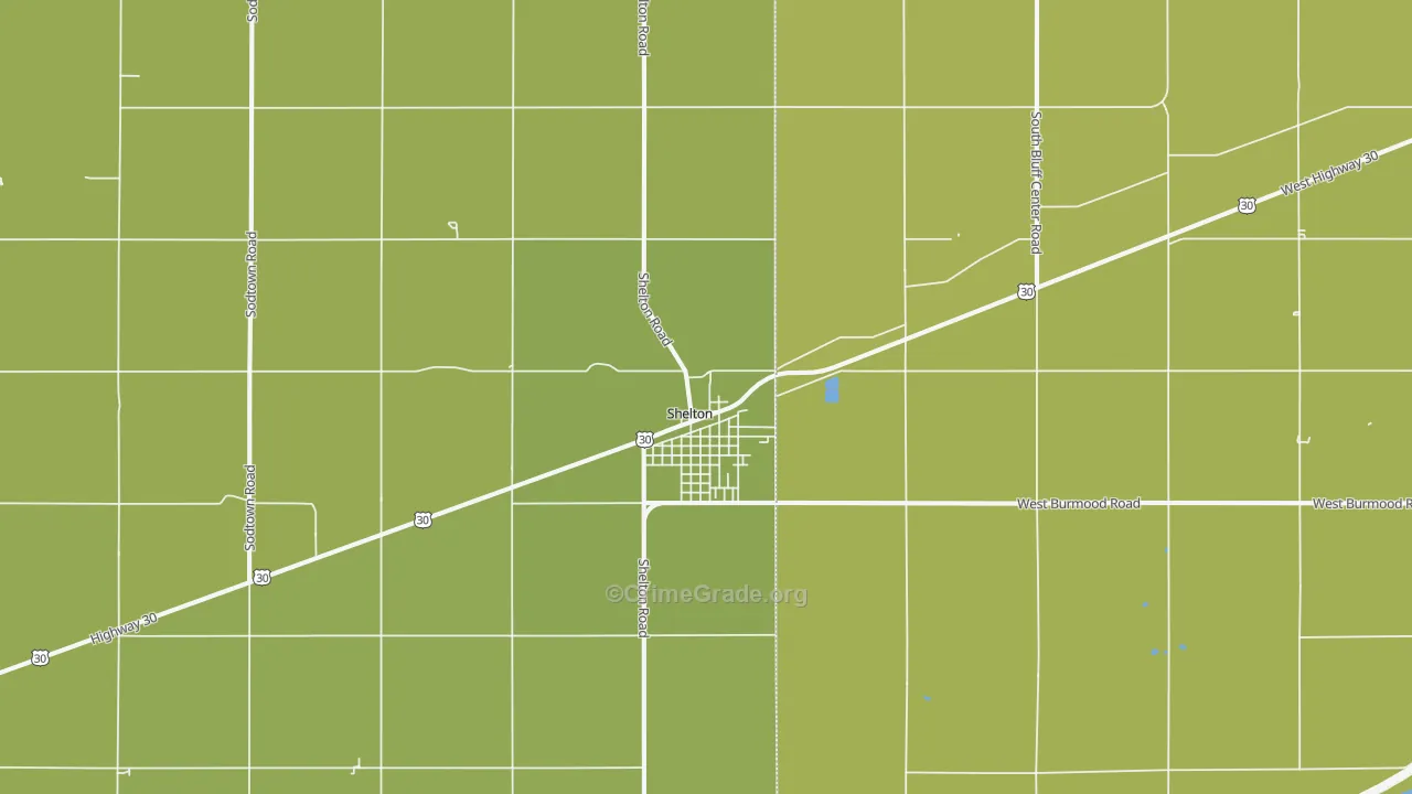 Shelton, NE Map of Vandalism Rates