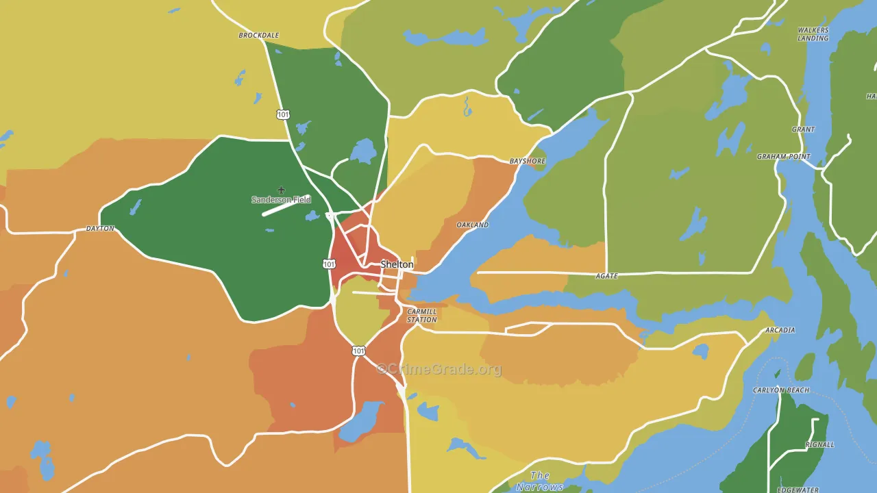 Shelton, WA Map of Vandalism Rates