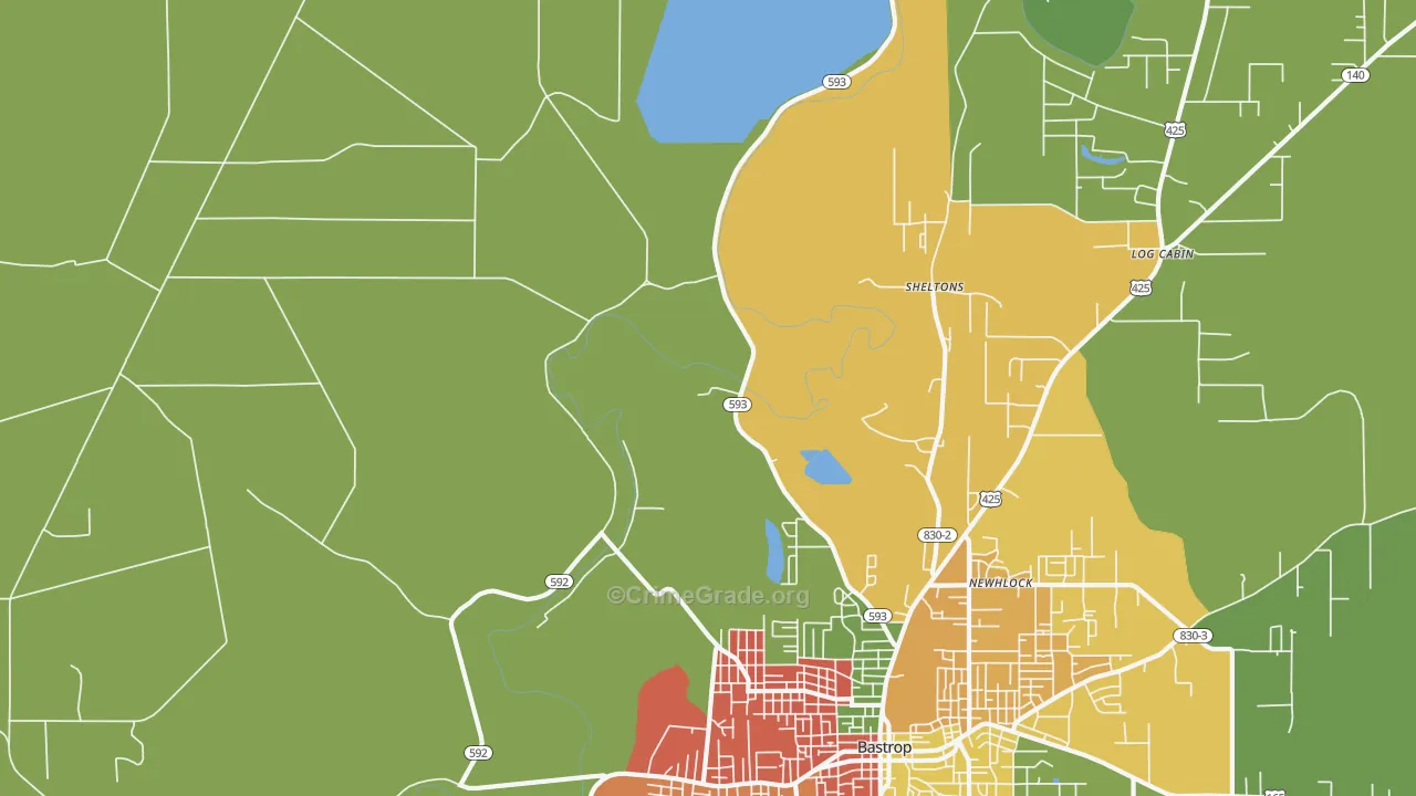 Sheltons, LA Map of Vandalism Rates