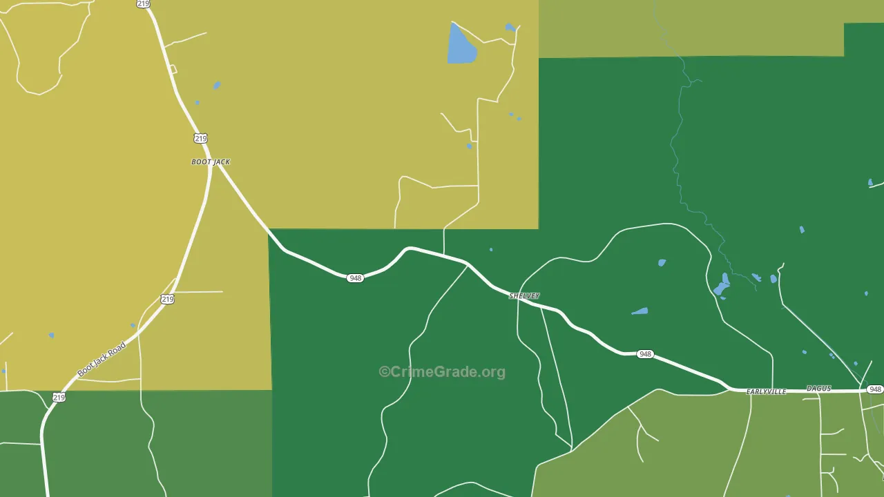 Shelvey, PA Map of Vandalism Rates