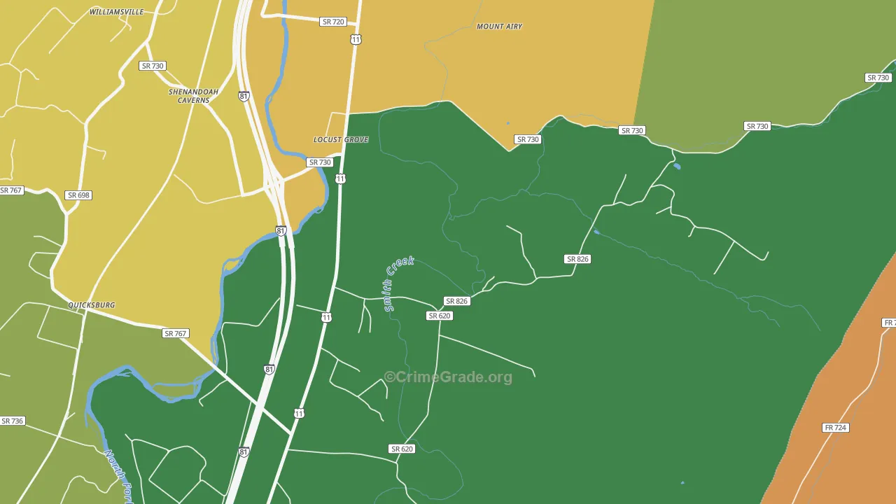 Shenandoah Caverns, VA Map of Vandalism Rates