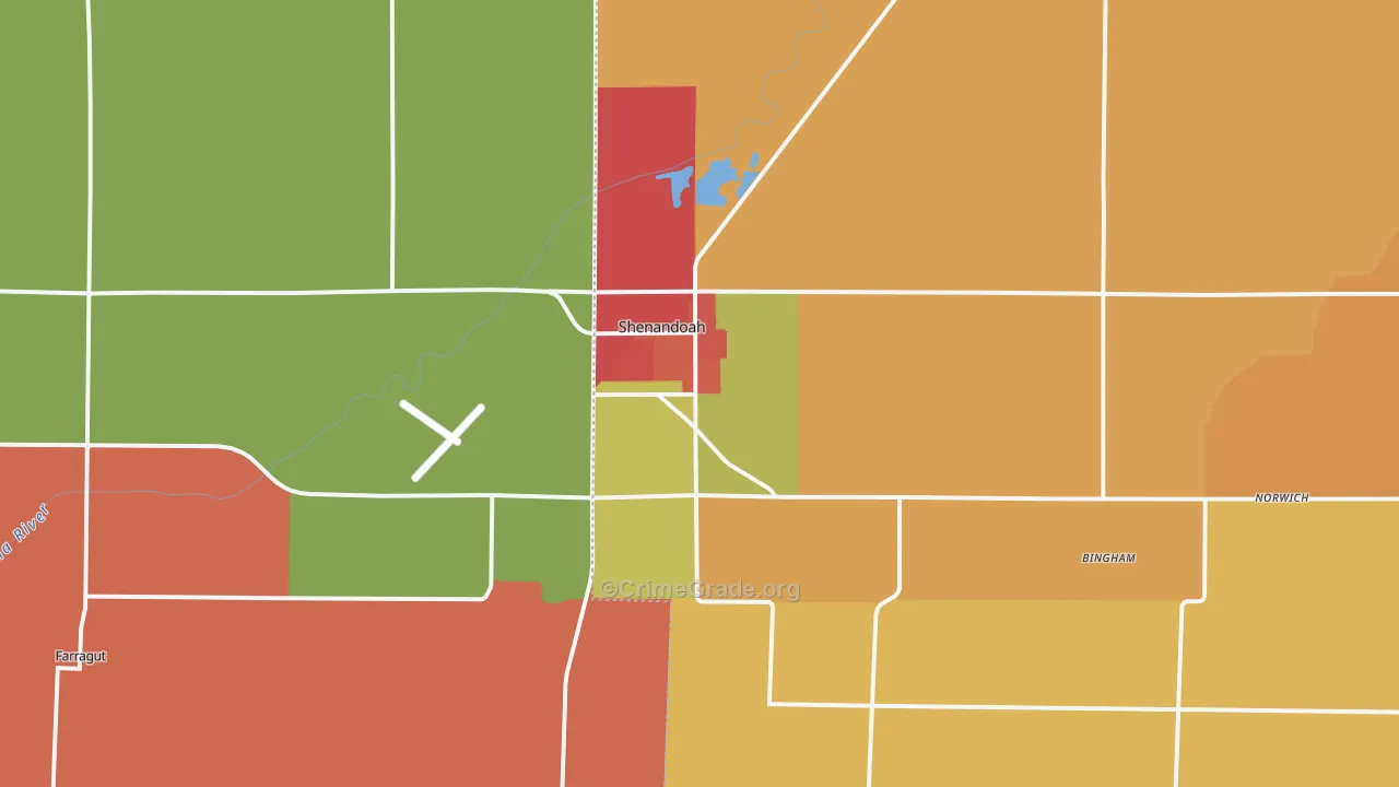 Shenandoah, IA Map of Vandalism Rates