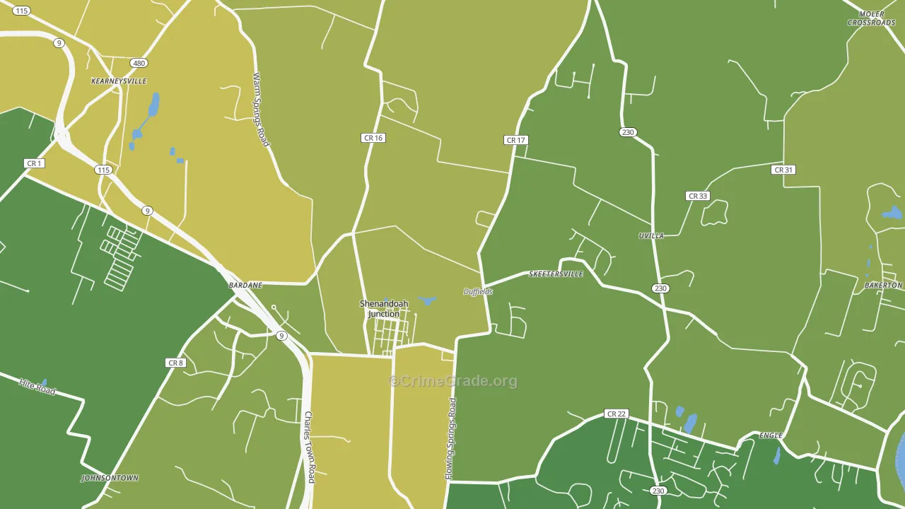 Shenandoah Junction, WV Map of Vandalism Rates