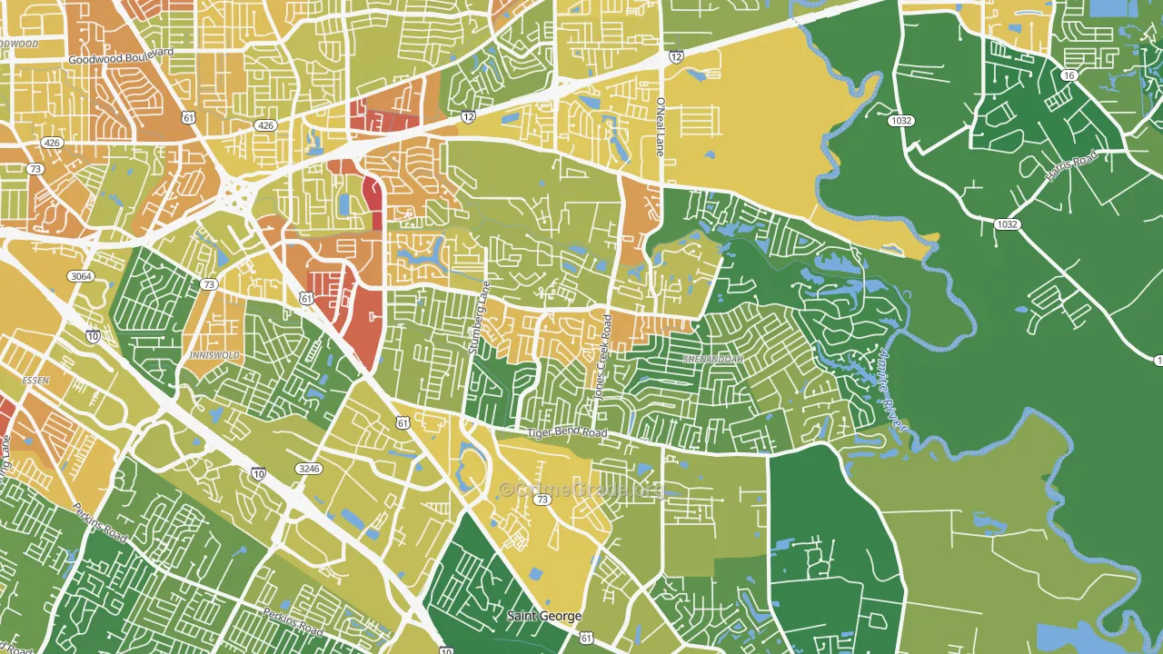 Shenandoah, LA Map of Vandalism Rates