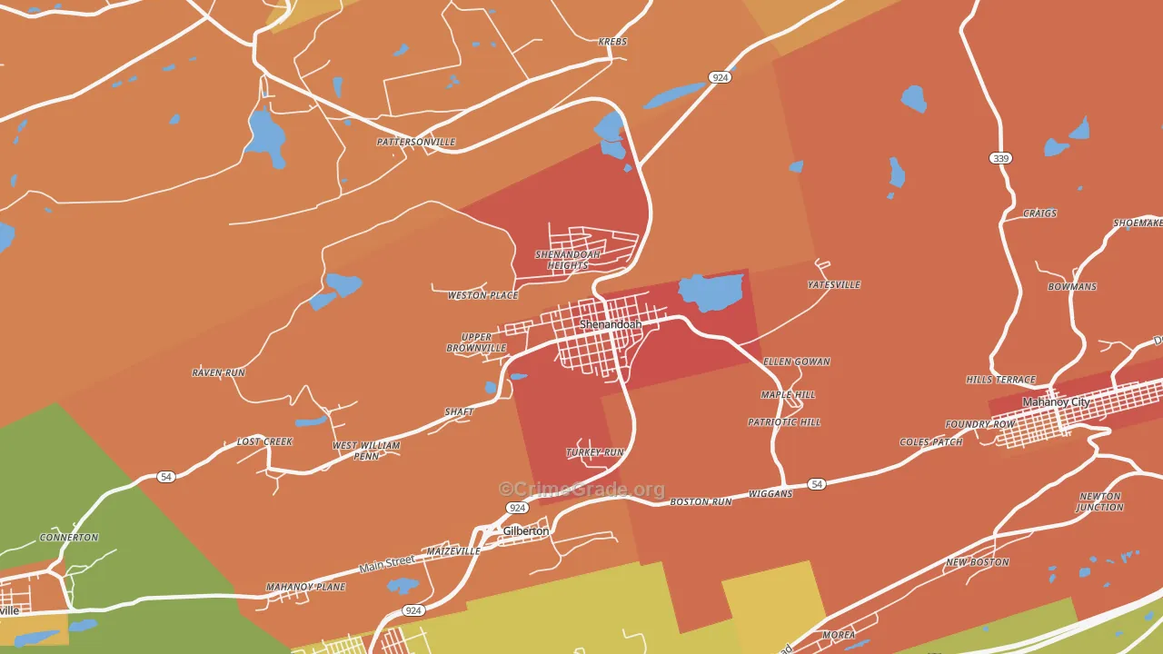 Shenandoah, PA Map of Vandalism Rates
