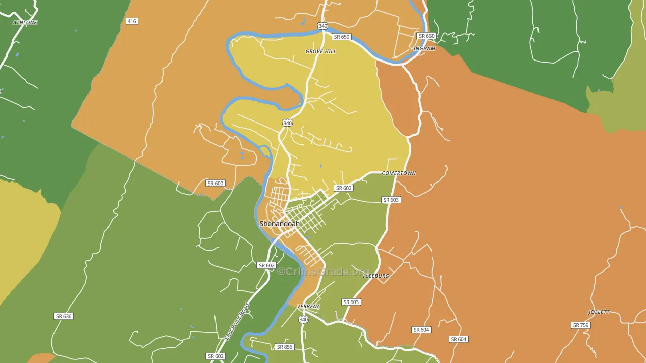 Shenandoah, VA Map of Vandalism Rates