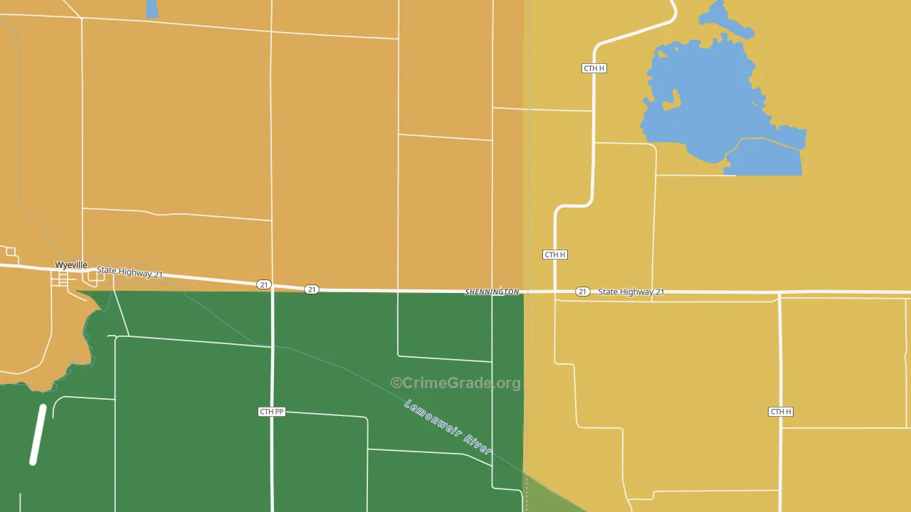 Shennington, WI Map of Vandalism Rates