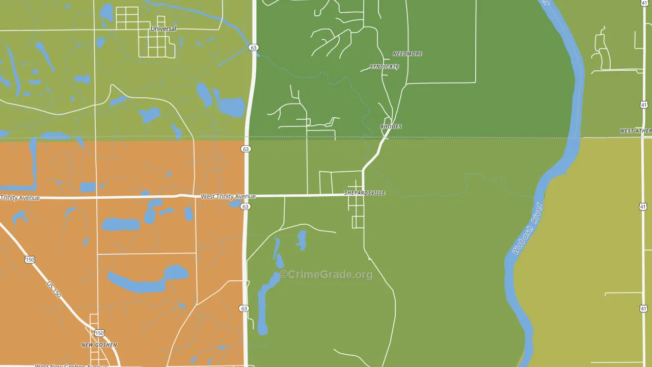 Shepardsville, IN Map of Vandalism Rates