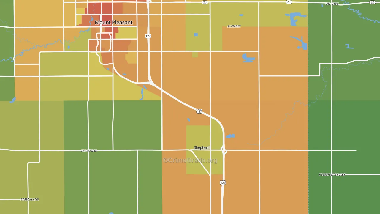 Shepherd, MI Map of Vandalism Rates