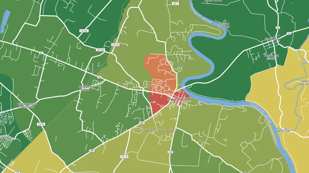 Shepherdstown, WV Map of Vandalism Rates