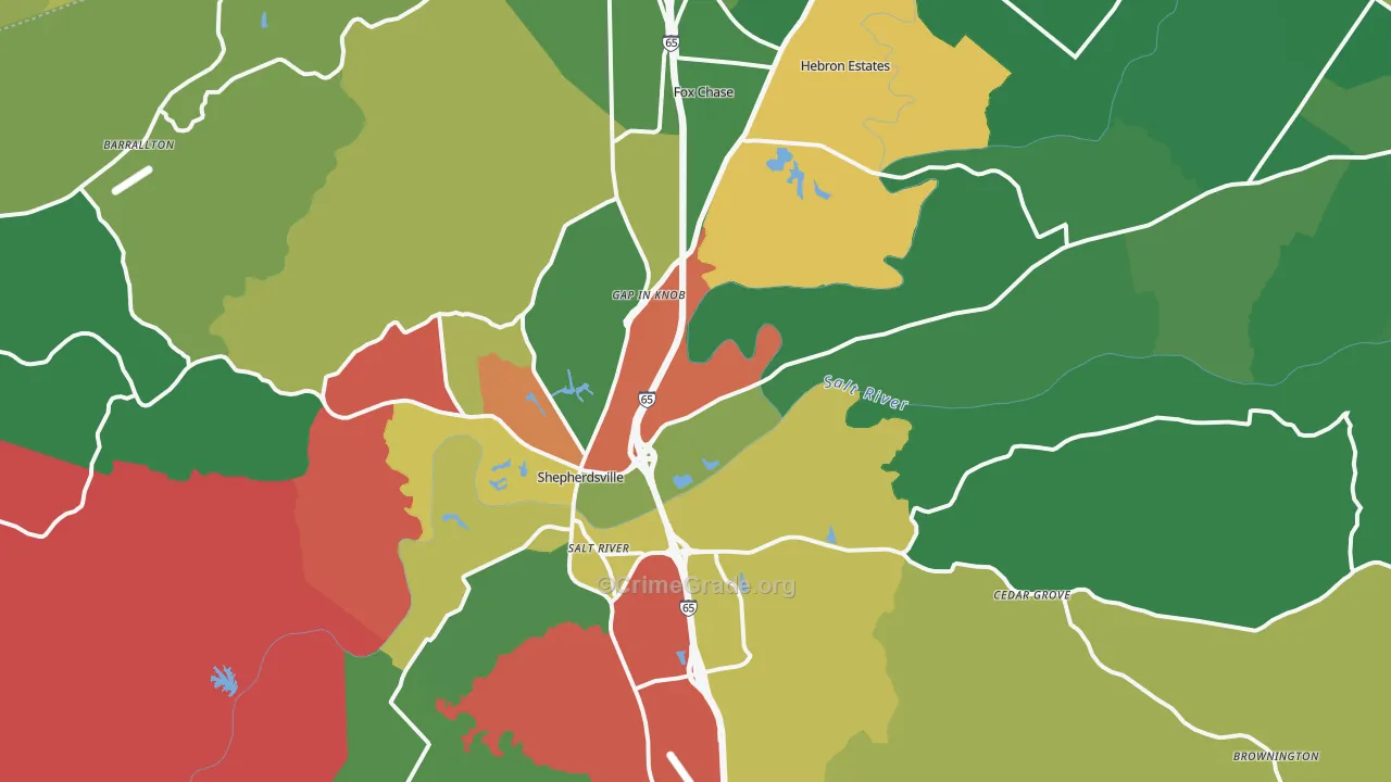 Shepherdsville, KY Map of Vandalism Rates
